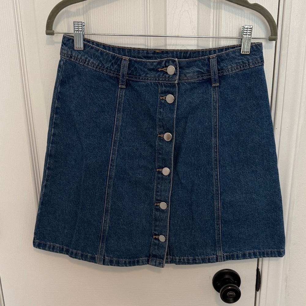 H&M Blue Denim Mini Skirt with Button Detail